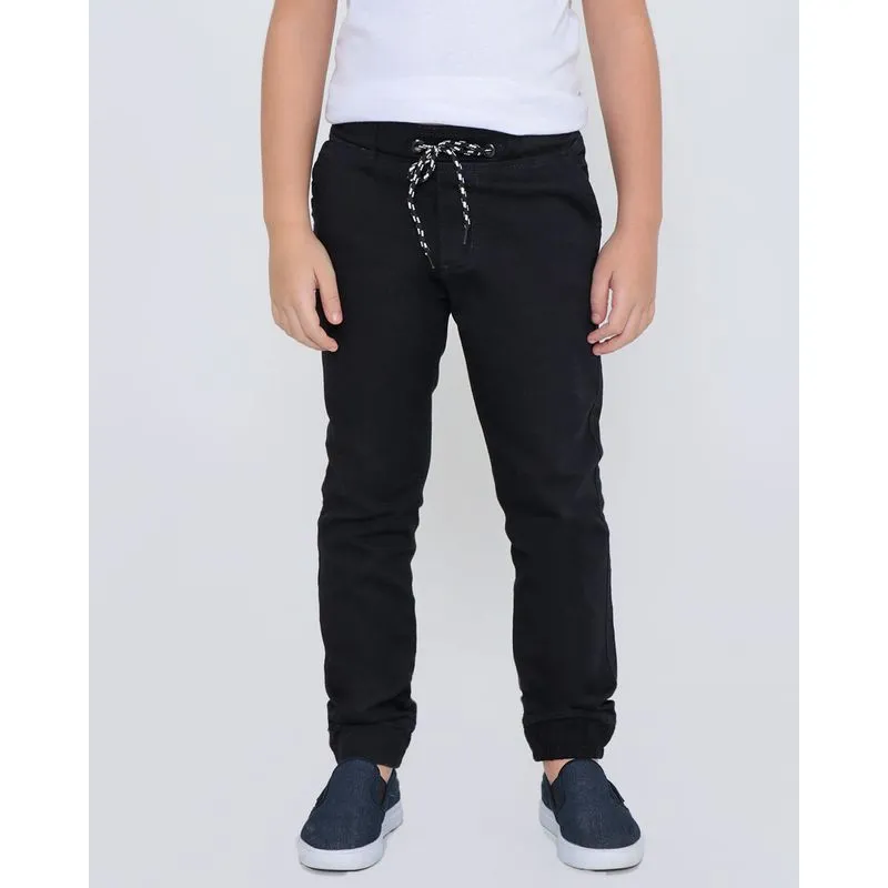 Calça Jogger Sarja Infantil Preta 8