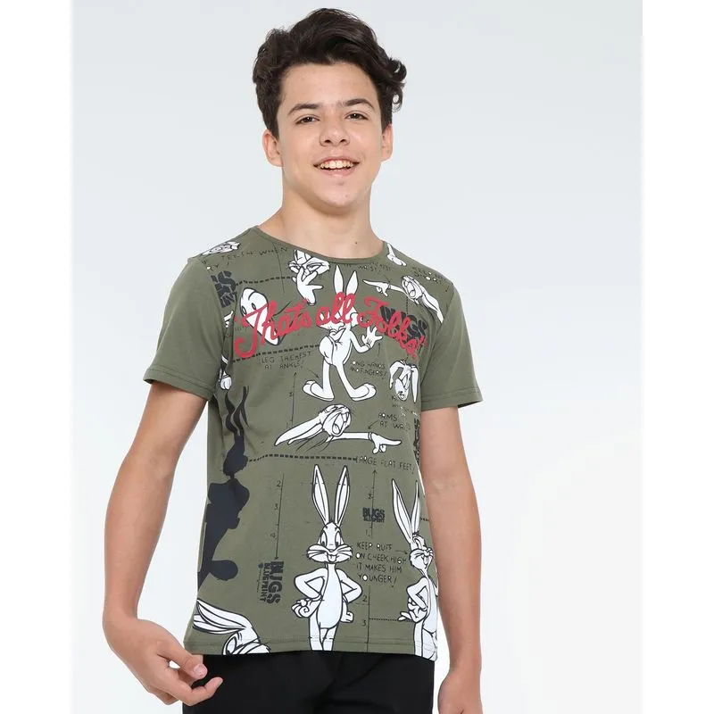 Camiseta Juvenil Pernalonga Looney Tunes Verde 12