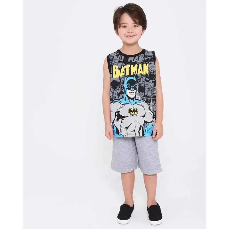 Conjunto Infantil Regata Batman Liga Da Justiça Preta 10