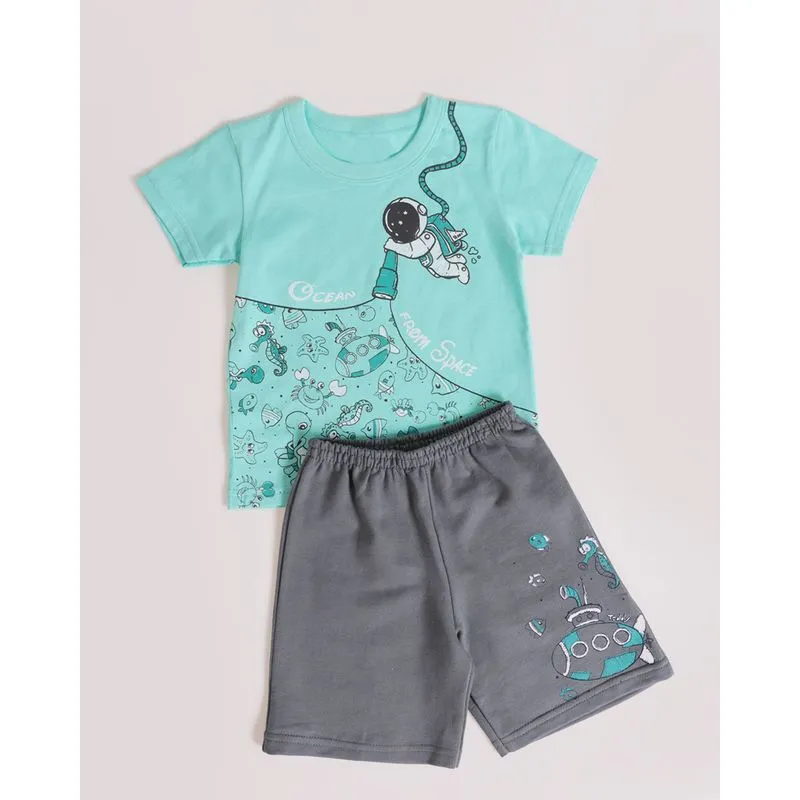 Conjunto Bebê Estampa Mergulhador Verde 1