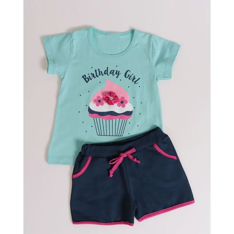 Conjunto Bebê Estampa Birthday Girl Verde 2