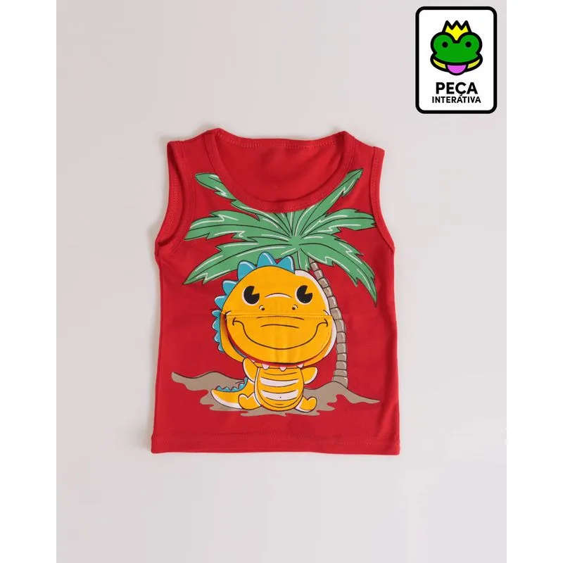 Regata Bebê Interativa Dino Vermelha G