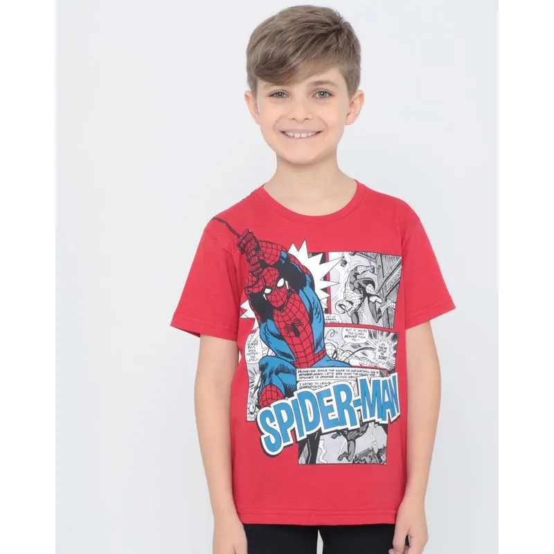Camiseta Infantil Manga Curta Homem Aranha Marvel Vermelha 8