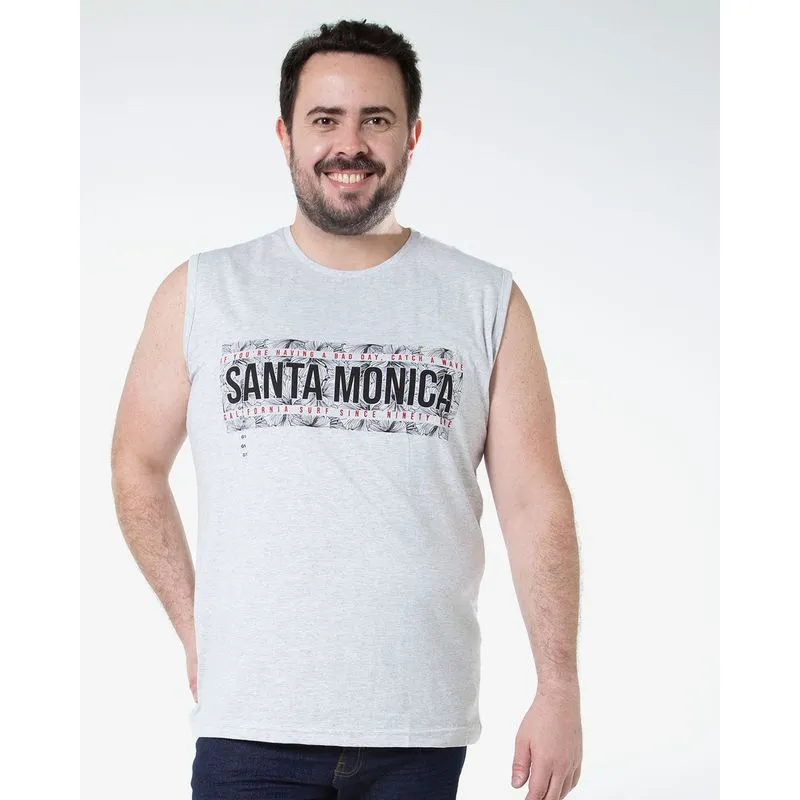 Regata Masculina Plus Size Estampada Cinza G2