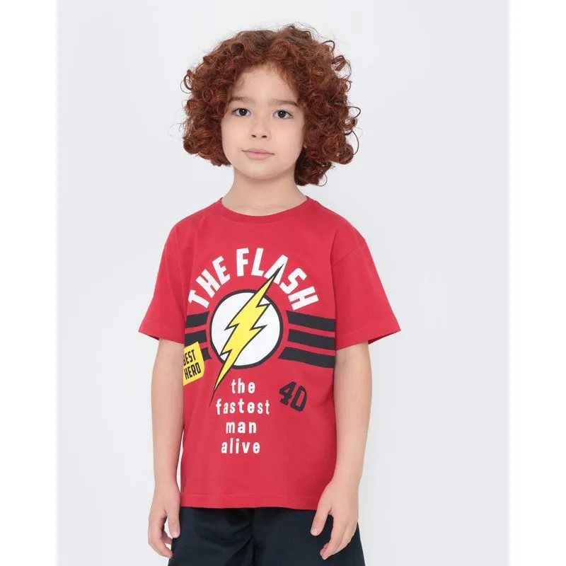 Camiseta Infantil Flash Liga Da Justiça Vermelha 12