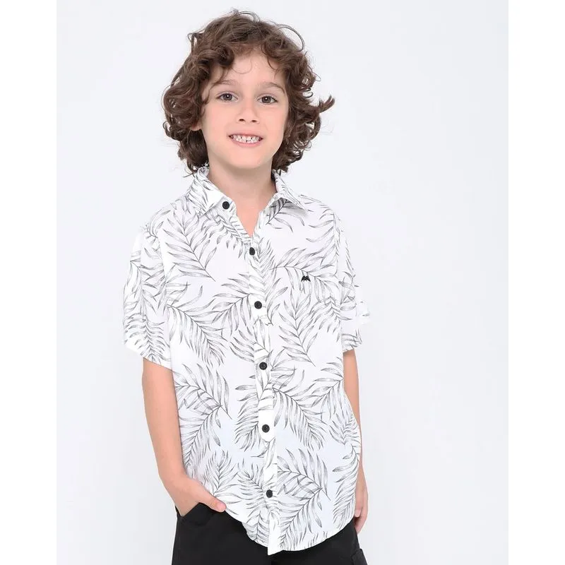 Camisa Infantil Leve Floral Branca 4