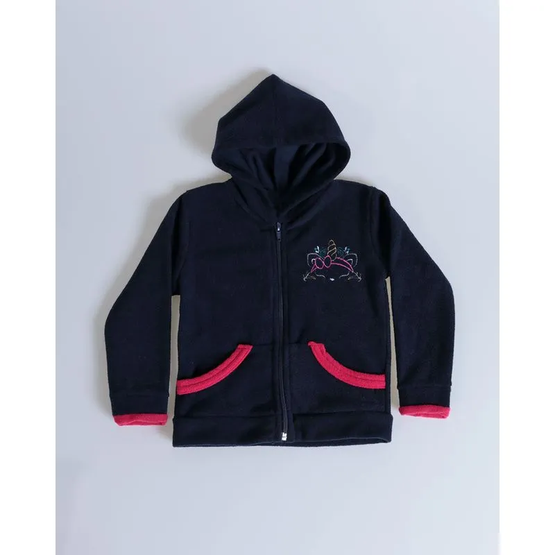 Blusa Bebê Fleece Zíper Azul Marinho 3