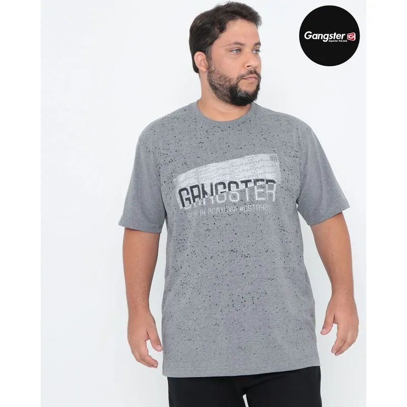 Camiseta Plus Size Estampada Gangster Cinza G2