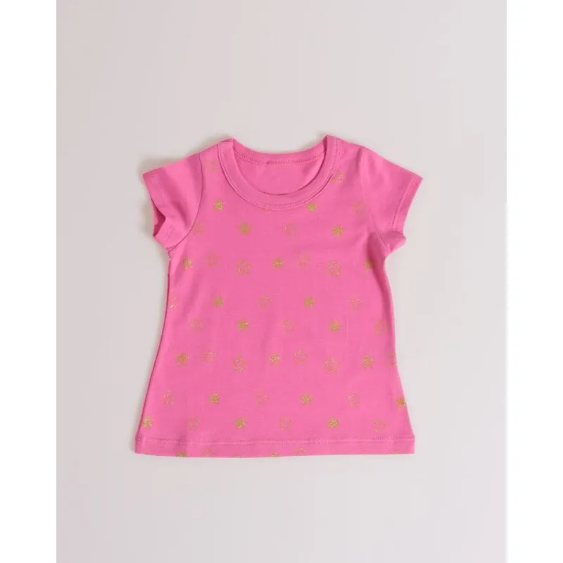 Blusa Bebê Estampa Estrela Glitter Rosa Pink G