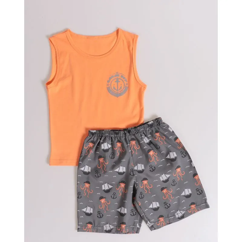 Conjunto Bebê Barquinhos Laranja 2