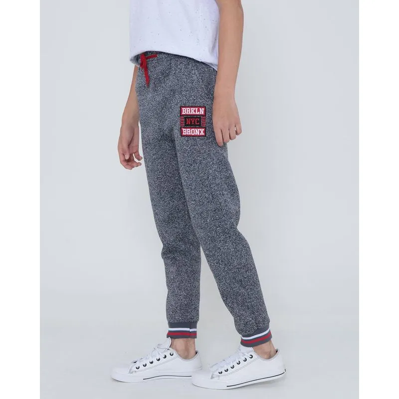 Calça Moletom Juvenil Bolsos Jogger Azul Marinho 16