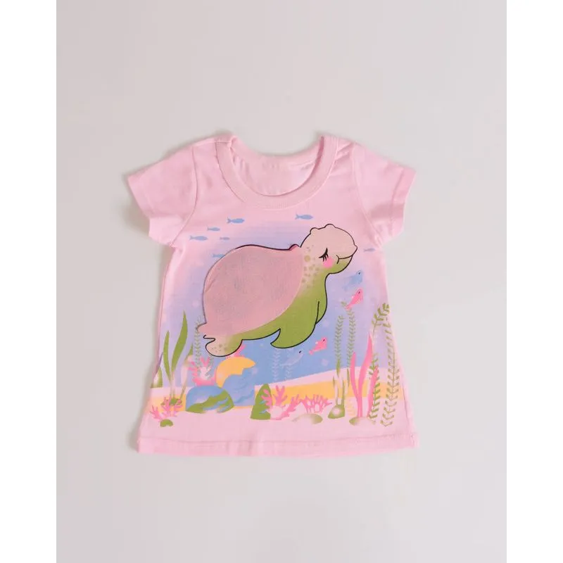 Blusa Bebê Interativa Estampa Tartaruga Rosa M