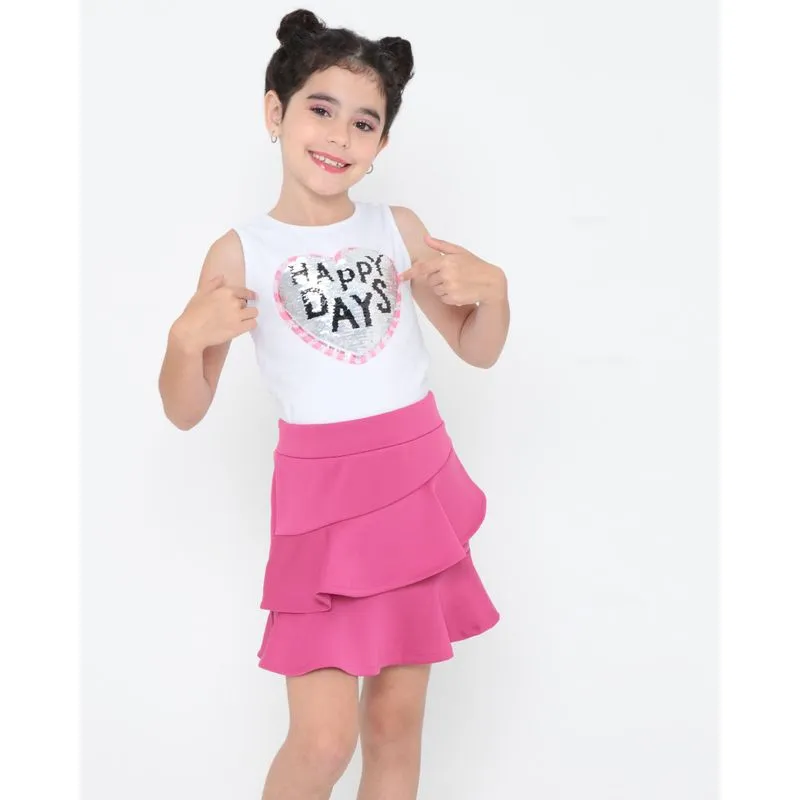Conjunto Infantil Babados Unicórnio Paetê Branco 8