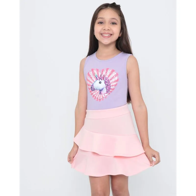 Conjunto Infantil Regata Estampa Unicórnio Paetê Lilás 6