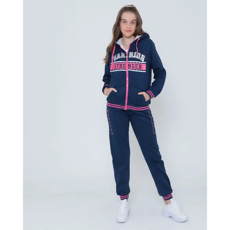 Conjunto Juvenil Moletom e Pelúcia Azul Marinho 16