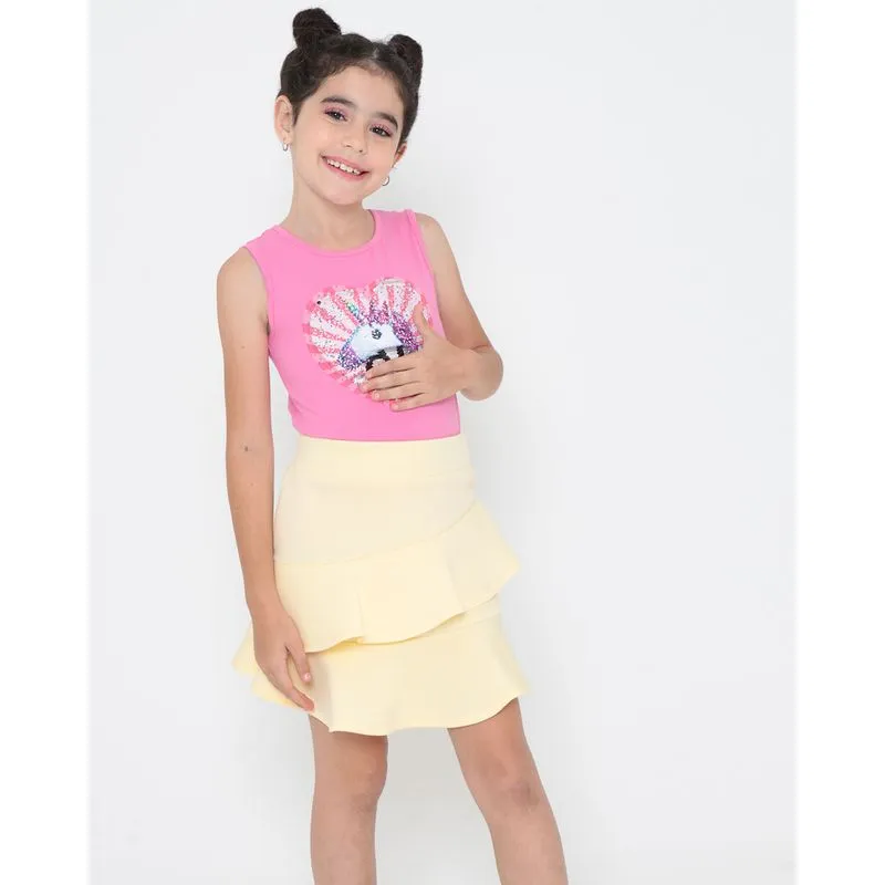 Conjunto Infantil Babados Unicórnio Paetê Rosa 8