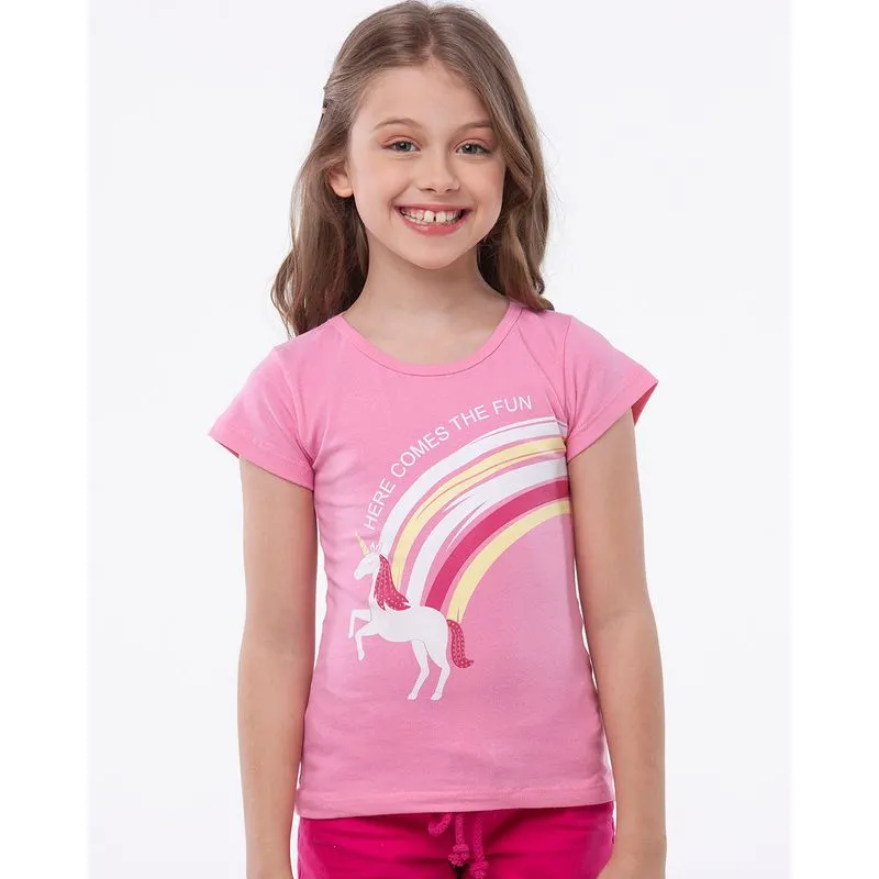 Blusa Infantil Unicórnio Com Pedraria Rosa 4