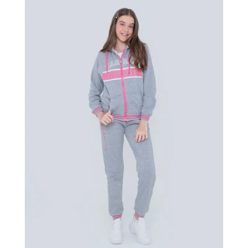 Conjunto Juvenil Moletom e Pelúcia Mescla Cinza 12