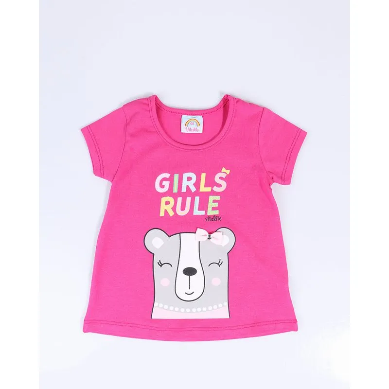 Blusa Bebê Estampa Ursinho Rosa 2