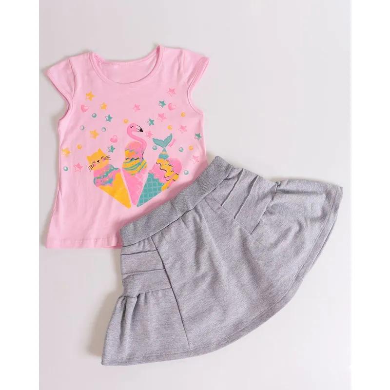Conjunto Bebê Estampa Frontal Sorvete Rosa 3