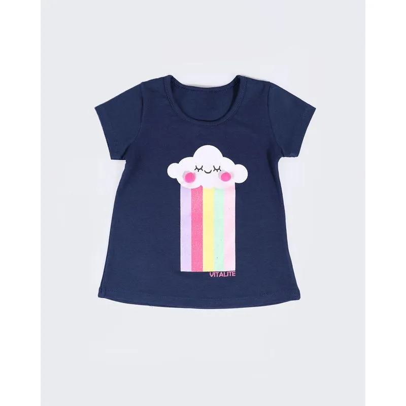 Blusa Bebê Arco-íris Pompom Marinho 2