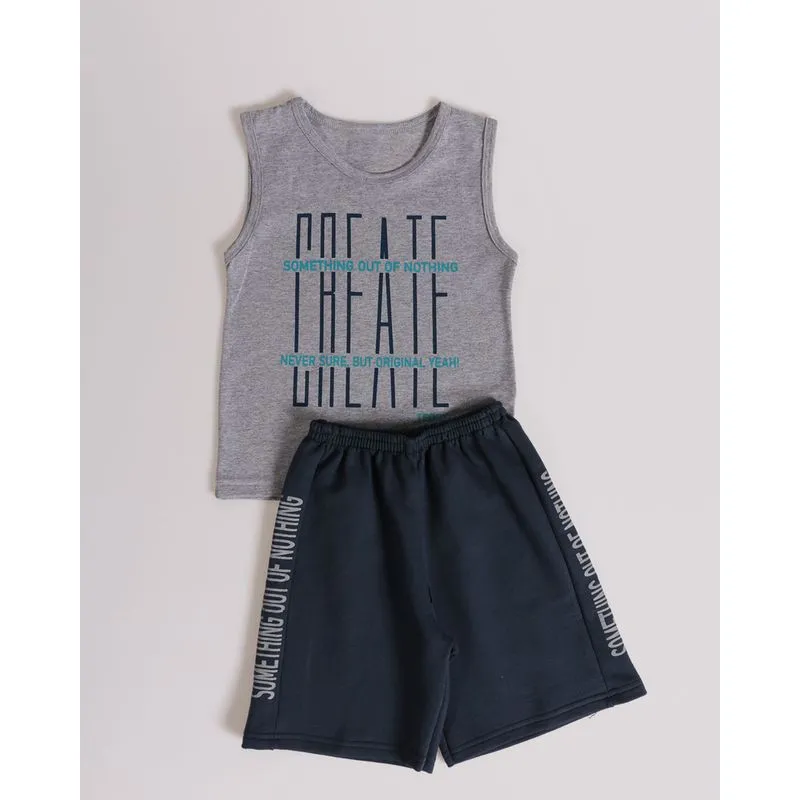 Conjunto Bebê Regata Moletinho Mescla Cinza 1