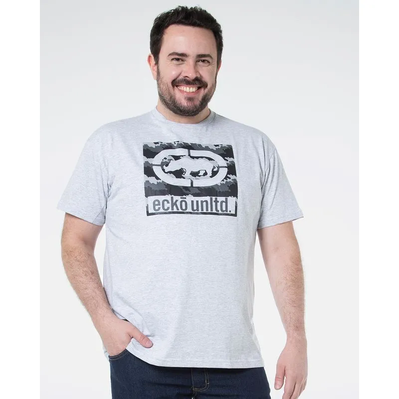 Camiseta Plus Size Estampa Camuflada Ecko Branca G1