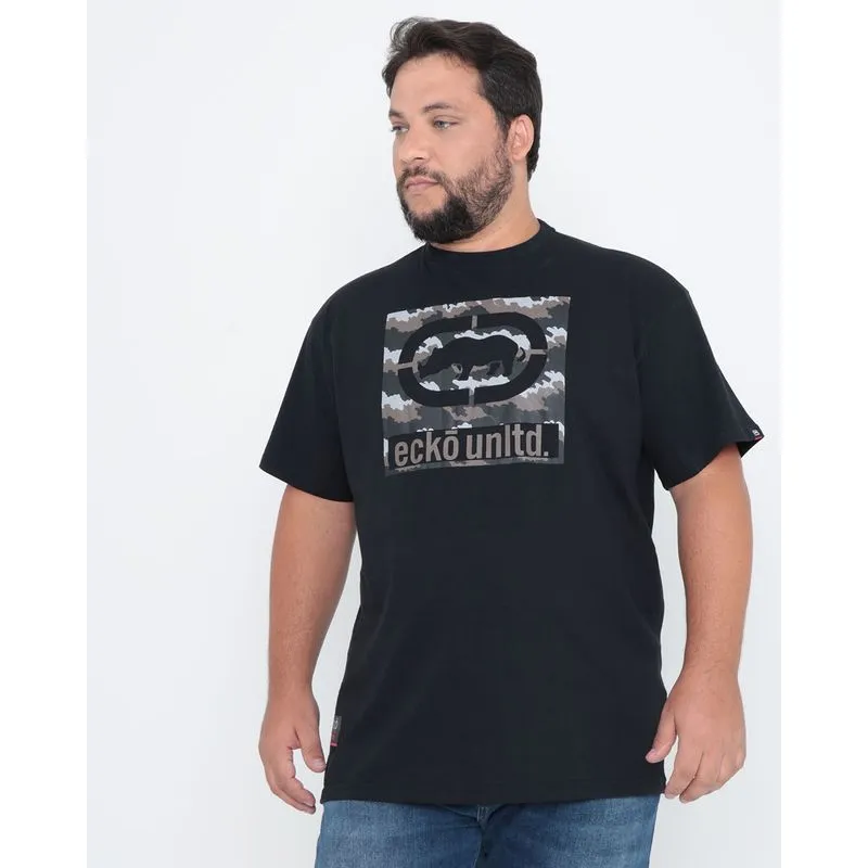 Camiseta Masculina Plus Size Ecko Preta G3
