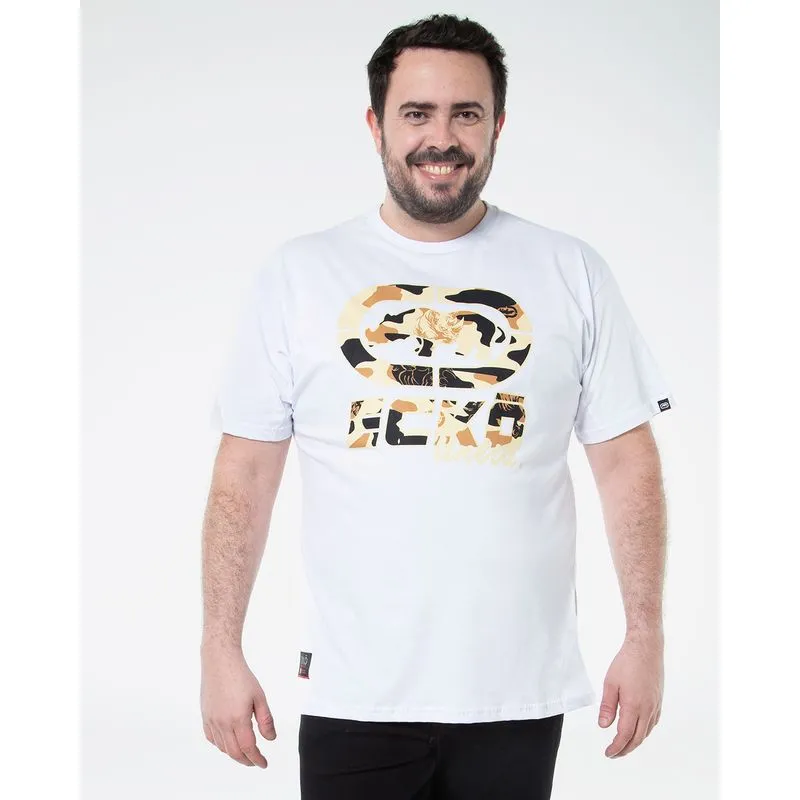 Camiseta Plus Size Camuflado Ecko Branca G1
