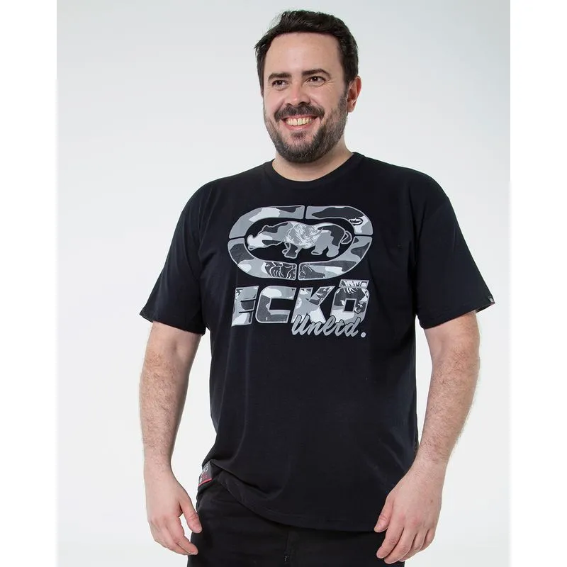 Camiseta Plus Size Camuflado Ecko Preta G1