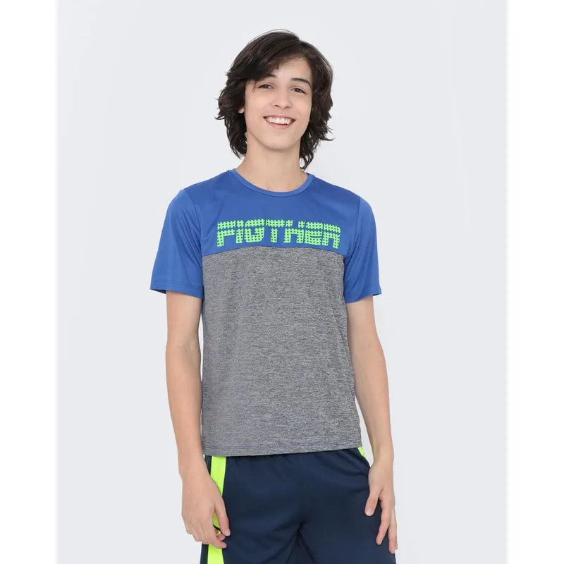 Camiseta Juvenil Estampada Recorte Azul 12
