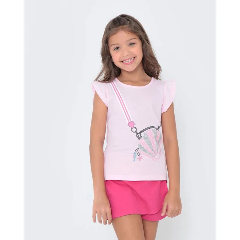 Blusa Infantil Manga Babados Rosa 6