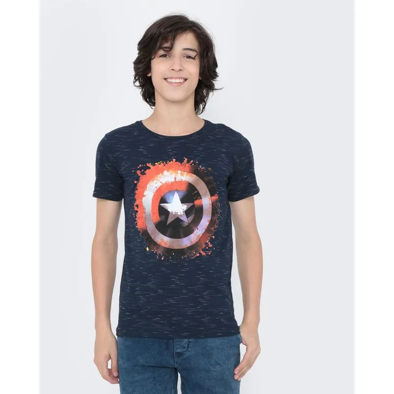 Camiseta Juvenil Marvel Capitão América Marinho 12