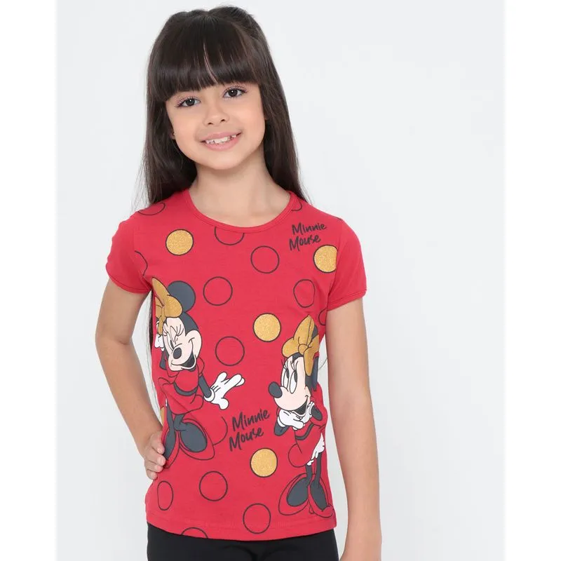 Blusa Infantil Minnie Mouse Disney Vermelha 8