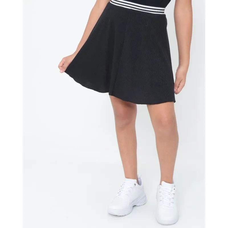 Saia Juvenil Canelada Lurex Preta 10