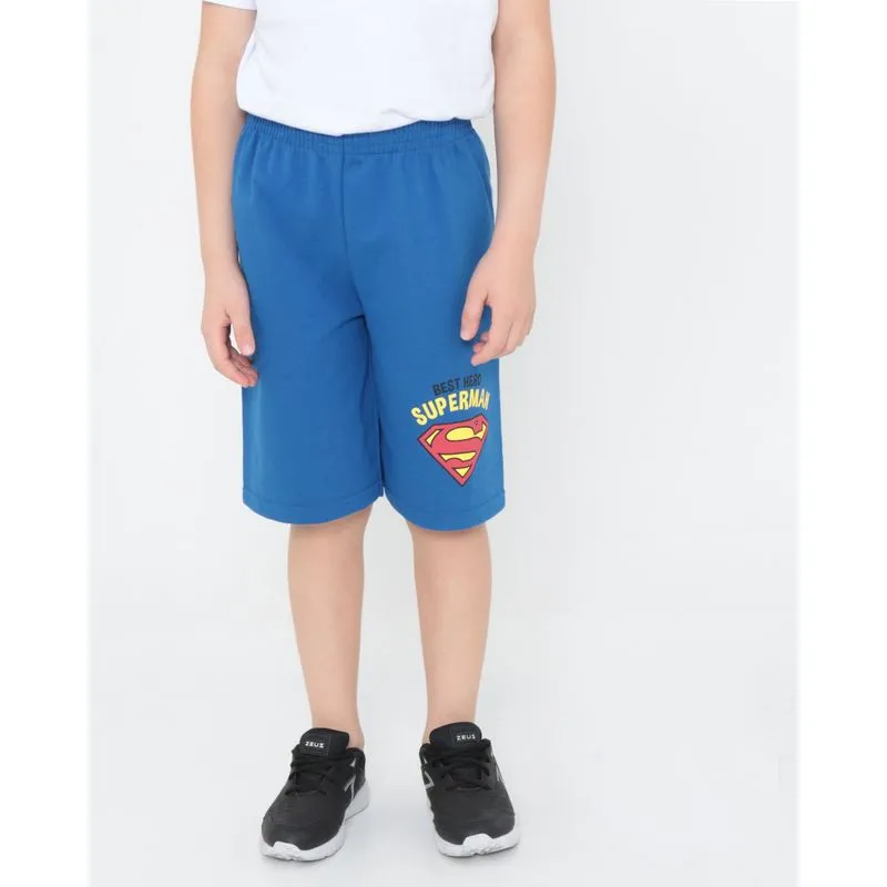 Bermuda Infantil Moletinho Super Homem Liga Da Justiça Azul 12
