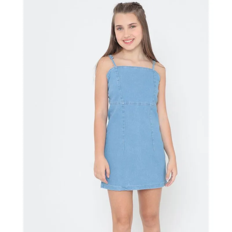 Vestido Juvenil Alcinha Jeans Azul 12