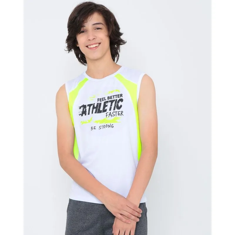 Regata Juvenil Fitness Recorte Neon Branca 14