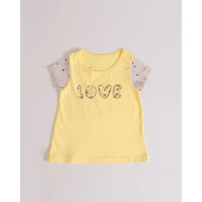 Blusa Bebê Com Manga Tule Amarela M