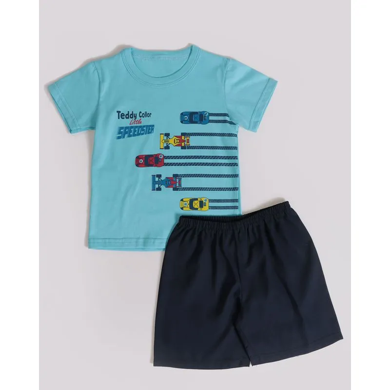 Conjunto Bebê Estampa Carros De Corrida Azul 2