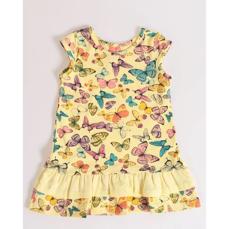 Vestido Regata Bebê Borboletas Amarelo M