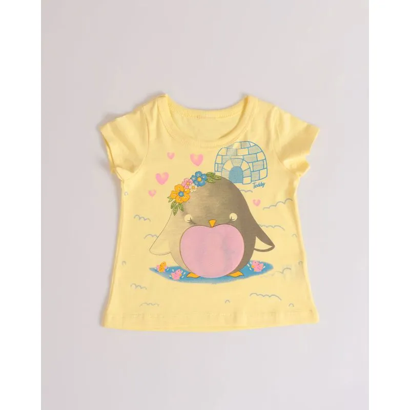 Blusa Bebê Interativa Estampa Pinguim Amarela P