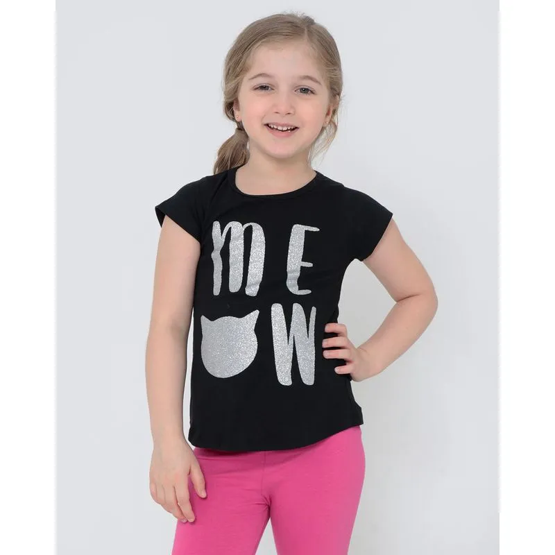 Blusa Infantil Estampa Glitter Preta 4
