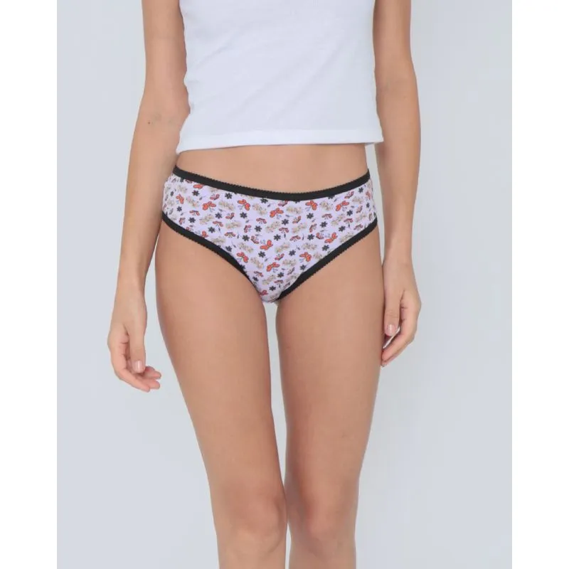 Calcinha Alta Algodão Floral Lilás P