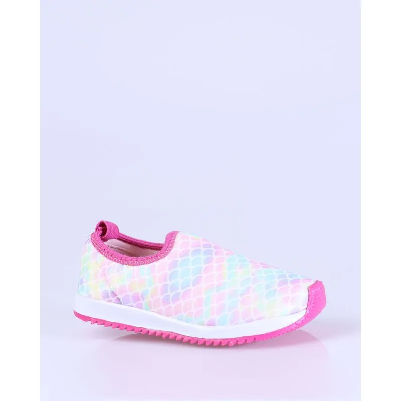 Tênis Bebê Slip On Estampado Sereia Rosa Claro 24