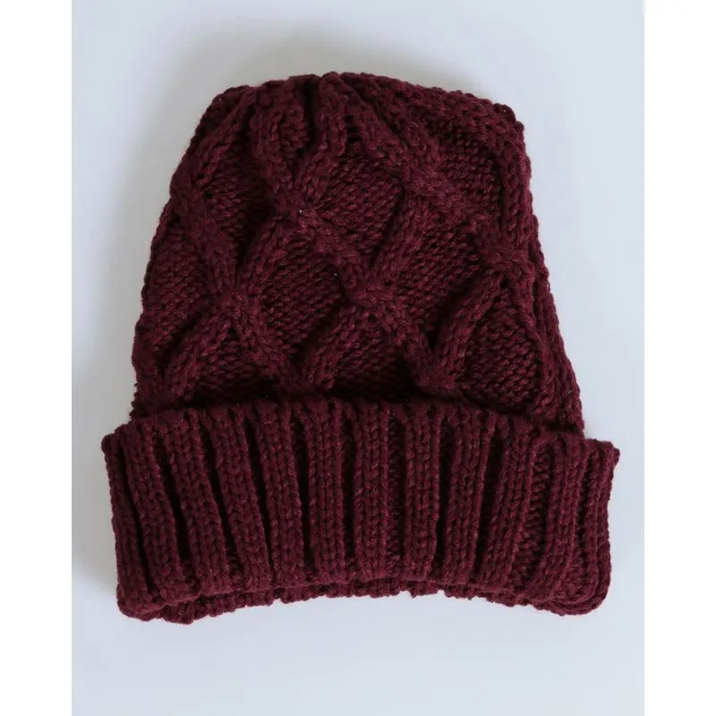 Gorro Feminino Tricô Vinho G