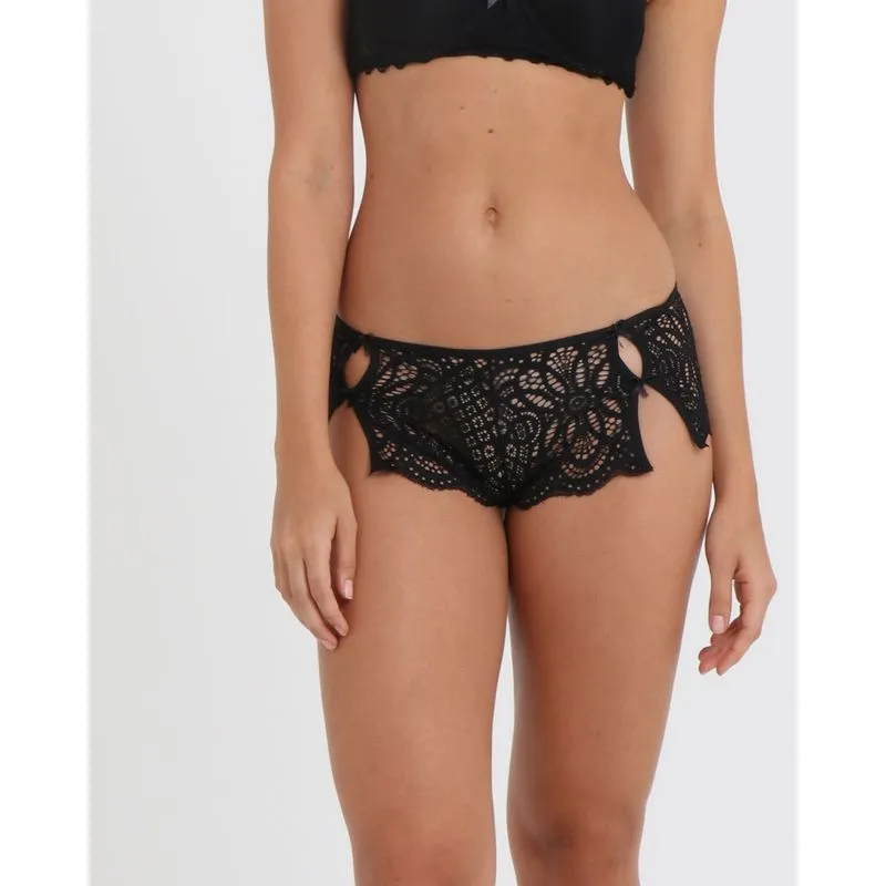 Calcinha Caleçon Renda Laço Preta G