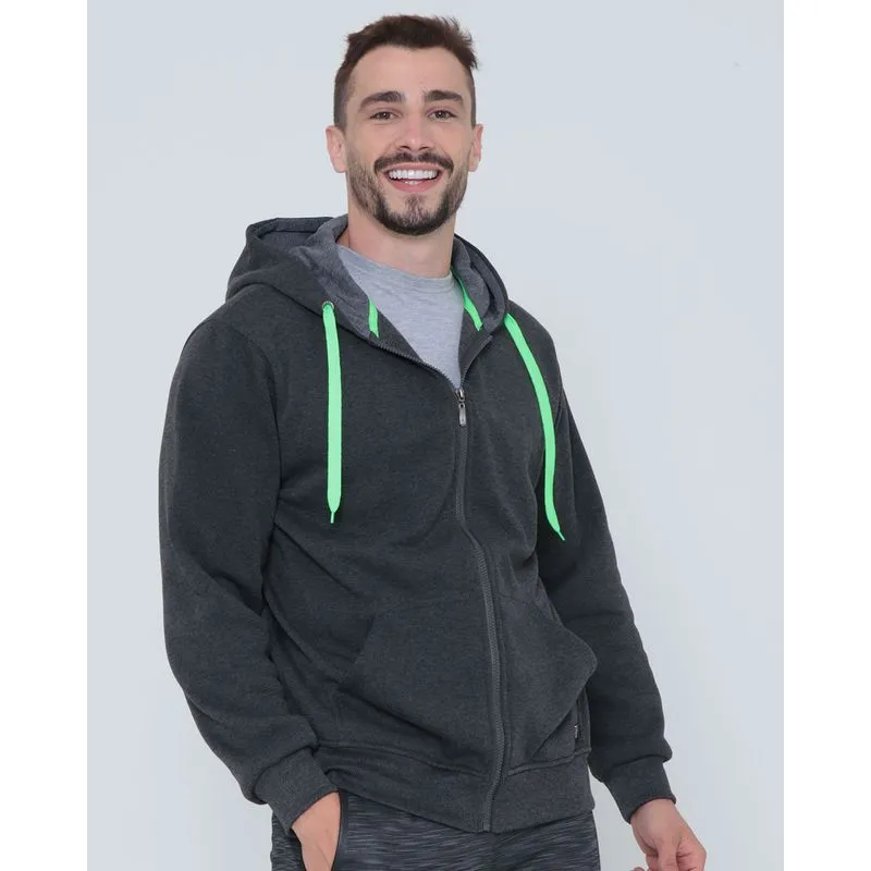 Casaco Moletom Masculino Esportivo Mescla Cinza Escuro P