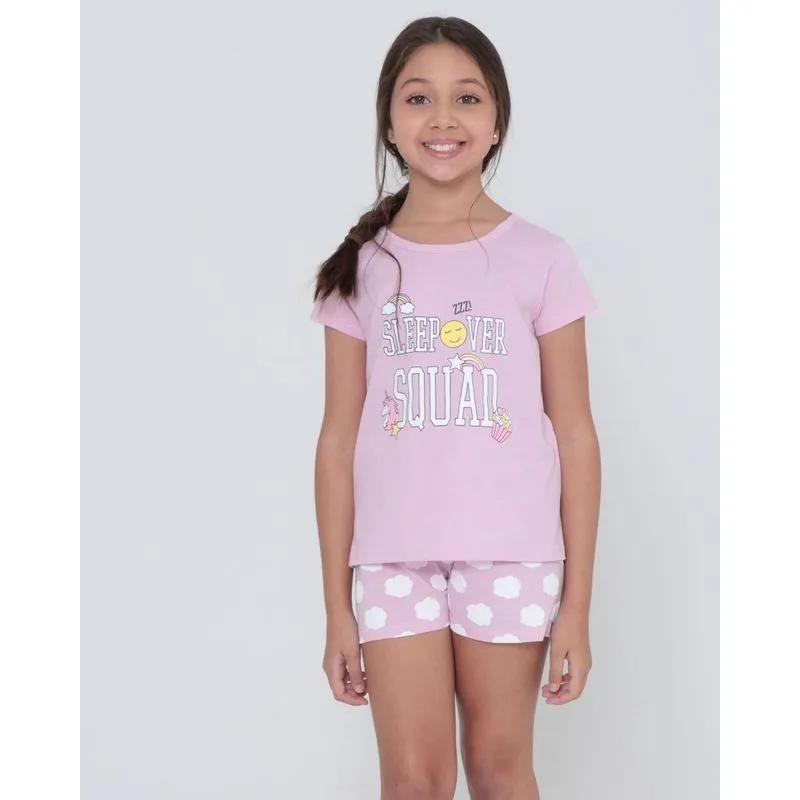 Pijama Infantil Estampa Nuvens Rosa Claro 4