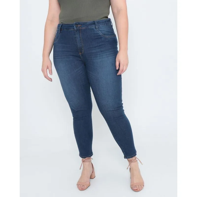 Calça Jeans Feminina Plus Size Cigarrete Stretch Bokker Azul 50